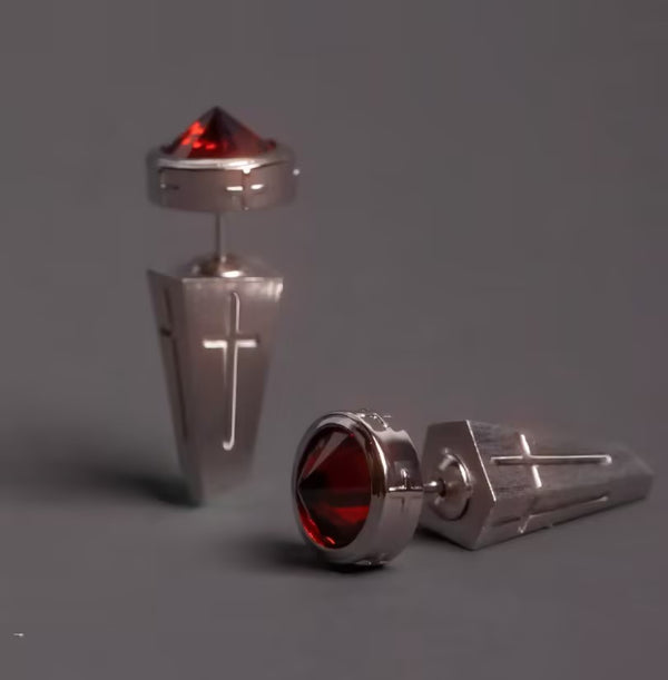Obsidian Flame Reversed Zircon Studs