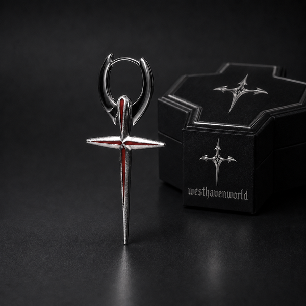 Crimson Ember Cross Earrings