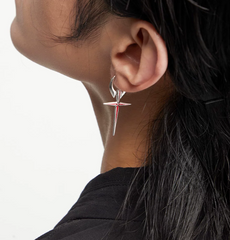 Crimson Ember Cross Earrings