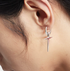 Crimson Ember Cross Earrings