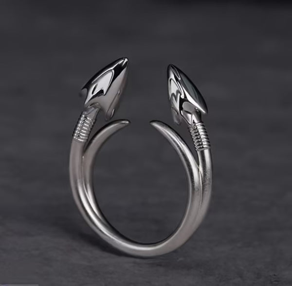 Twin Serpent Arrow Open Ring