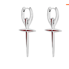 Crimson Ember Cross Earrings
